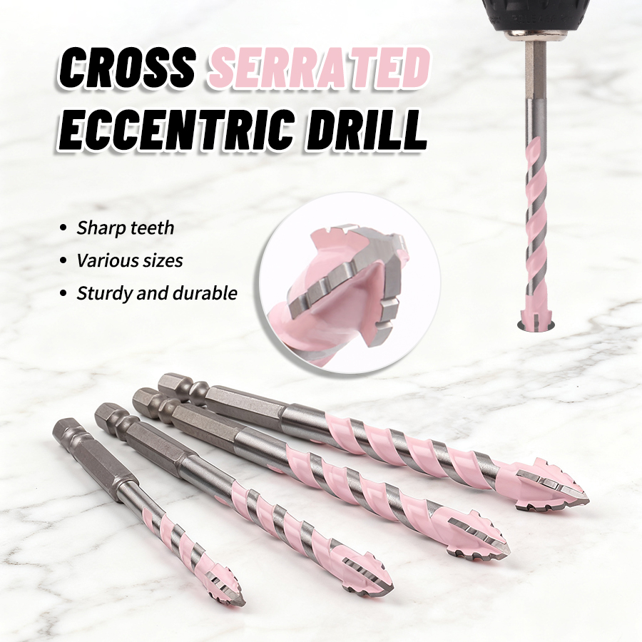 Cross-serrated eccentric drill set