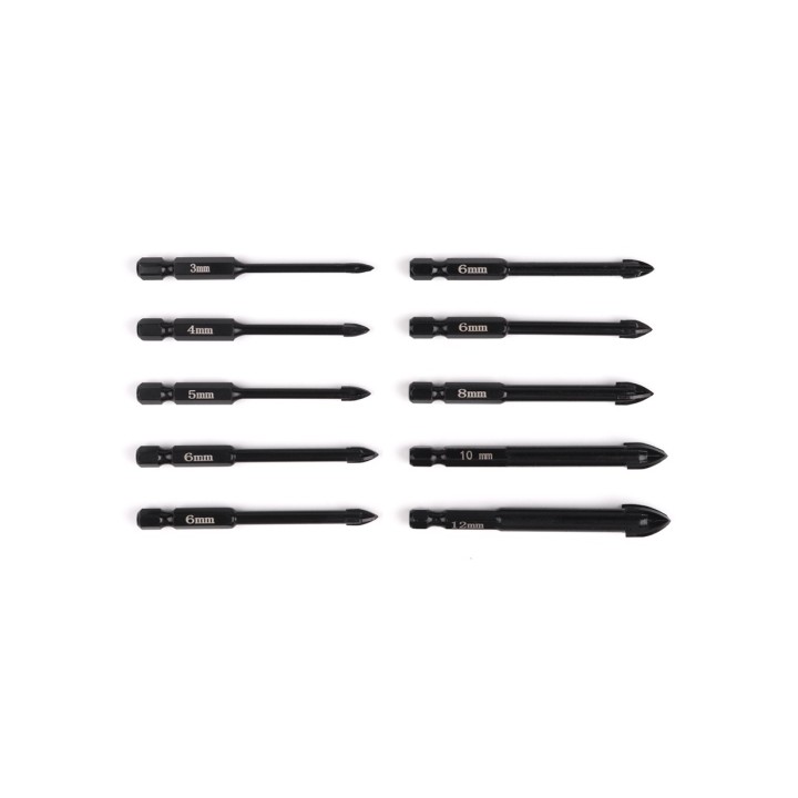 10PCS hex shank cross drill bit set