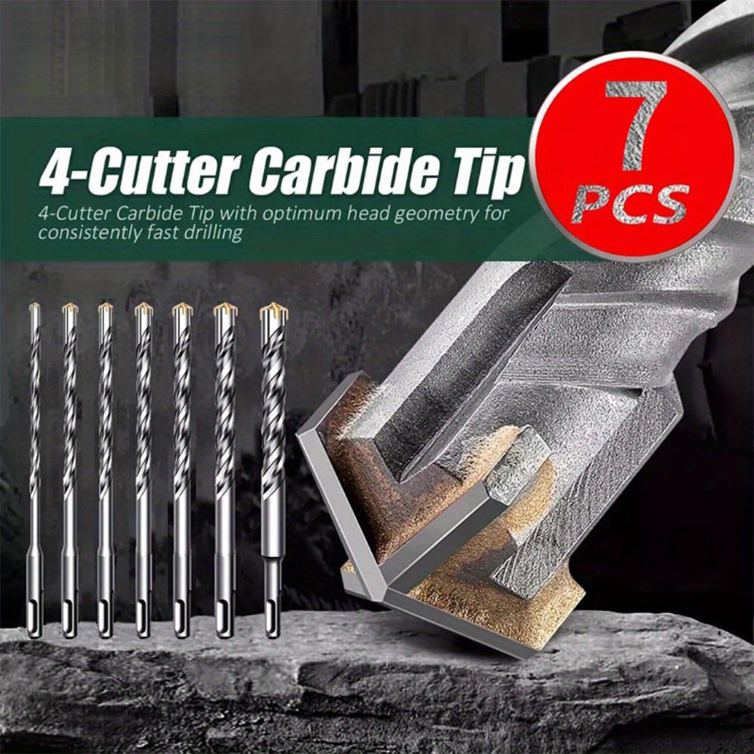 Four-cutter carbide-tip drill bit set
