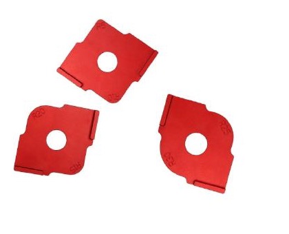 Three red positioning boards